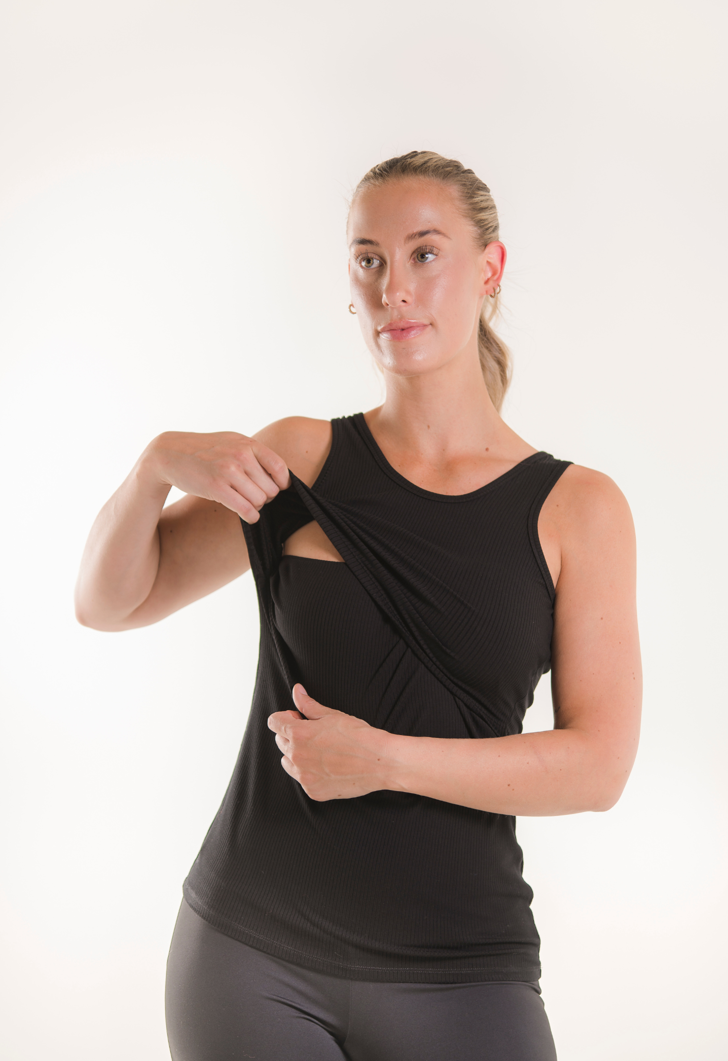 Ribbet ammetop - sort