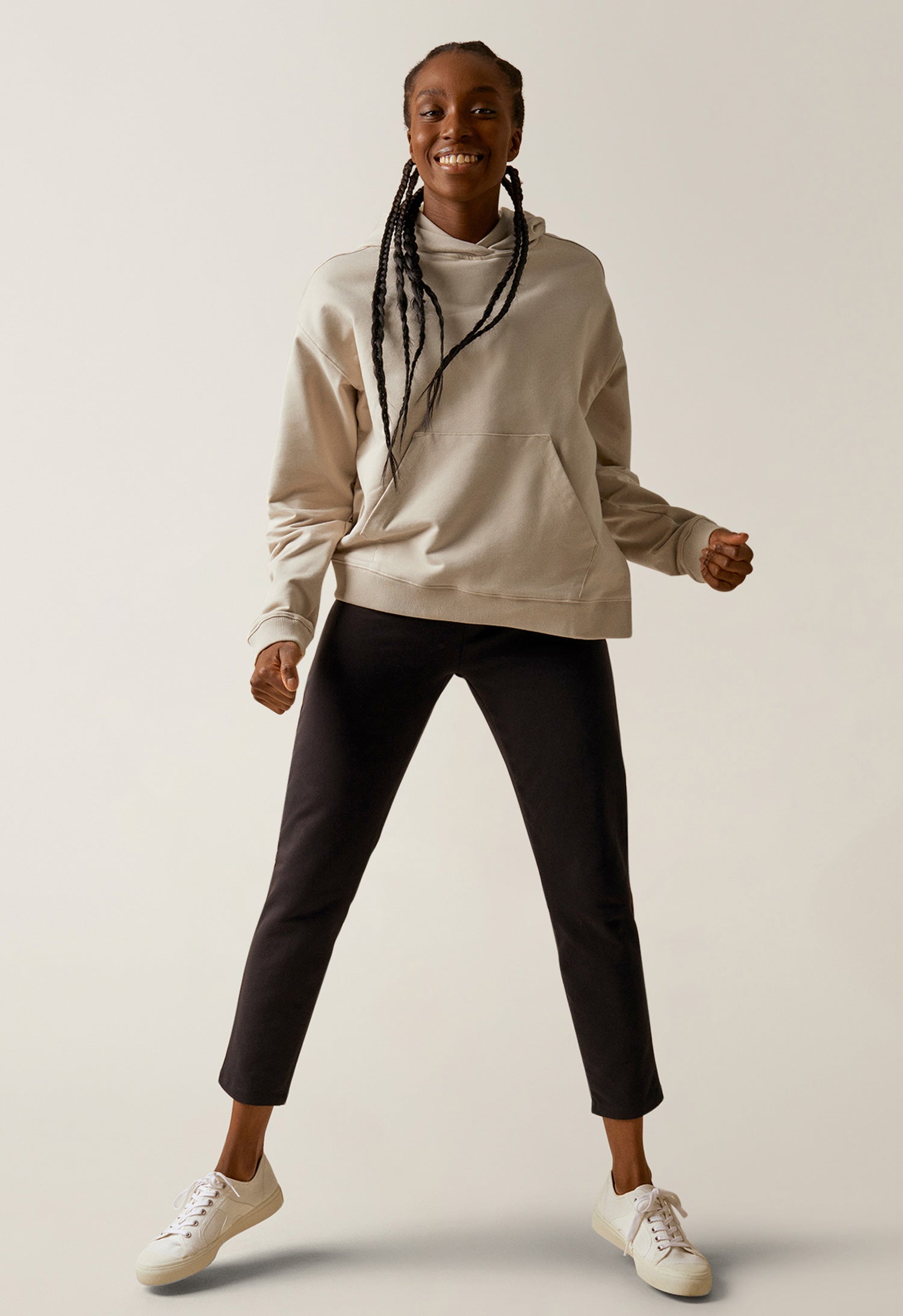 Hættetrøje med ammefunktion - Lysebeige