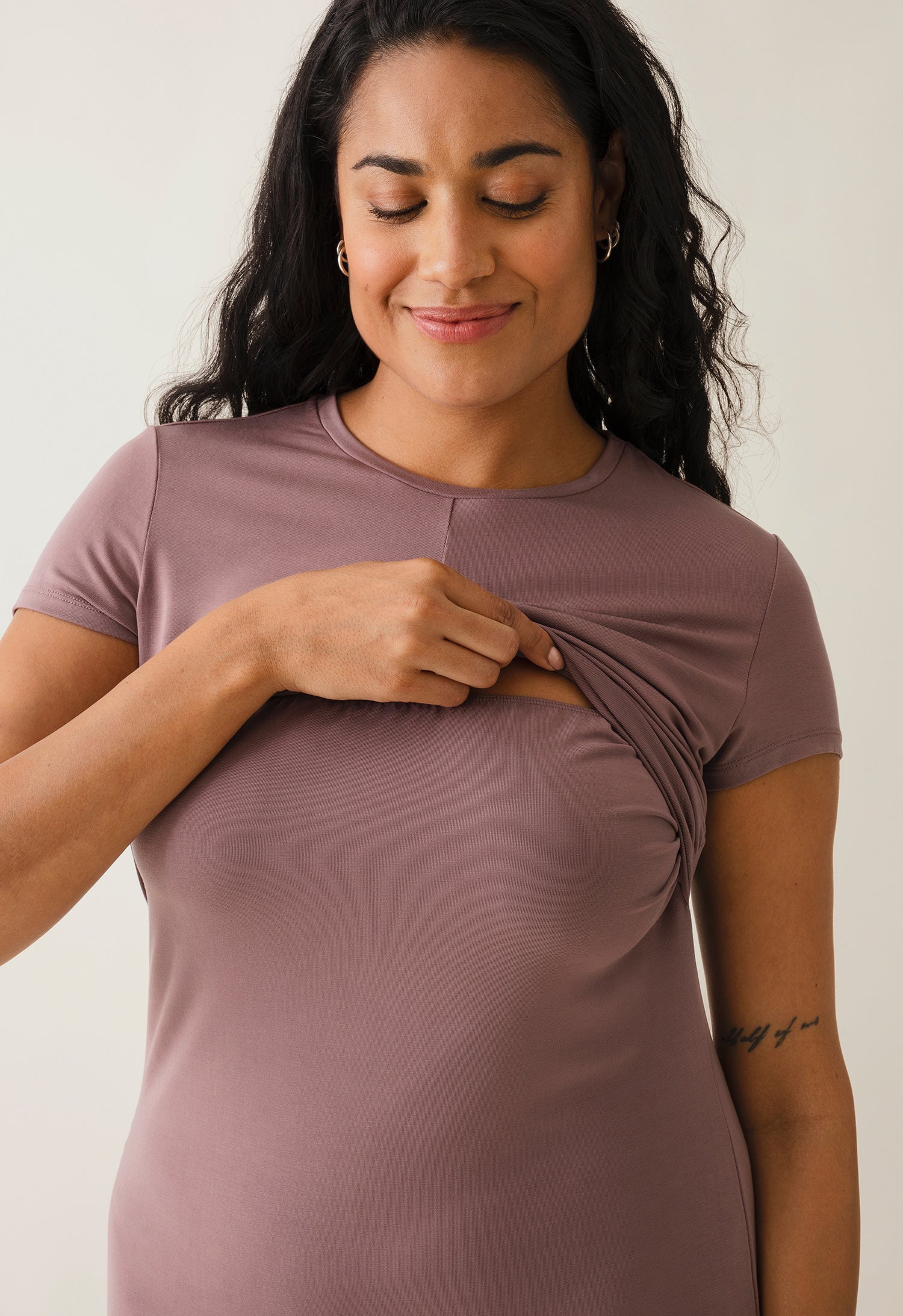 Festkjole med ammefunktion - mørk mauve