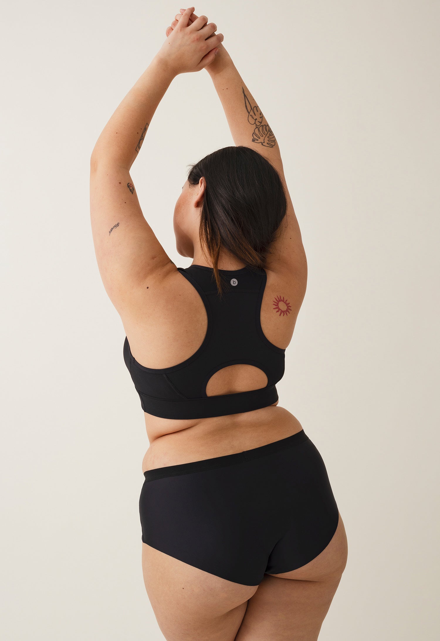 Menstruationstrusse - sømløs hipster - til meget let blødning - Sort