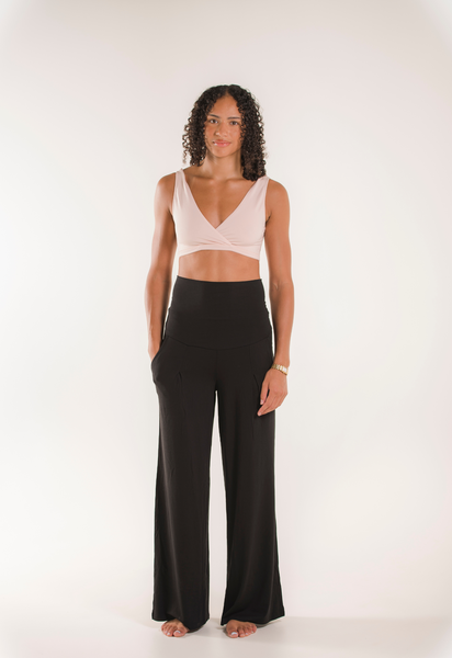 Bløde bukser til gravide med vide ben - Sort