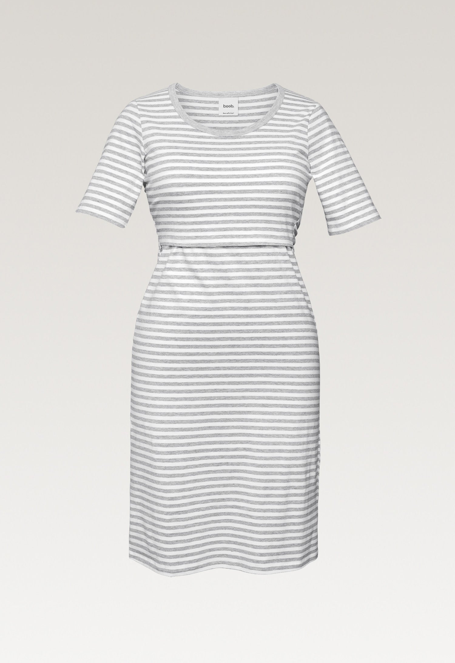 Natkjole - Hvid/gråmeleret