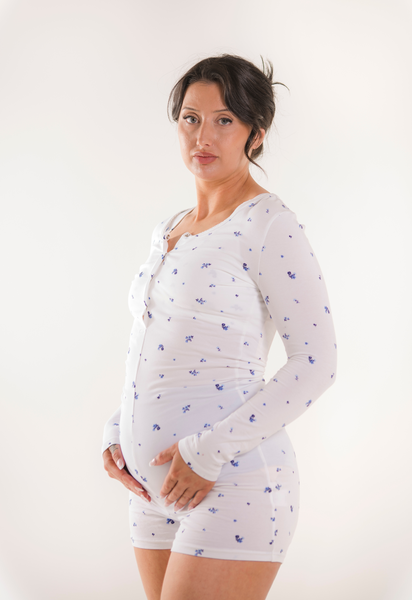 Gravidpyjamas - Blomstret