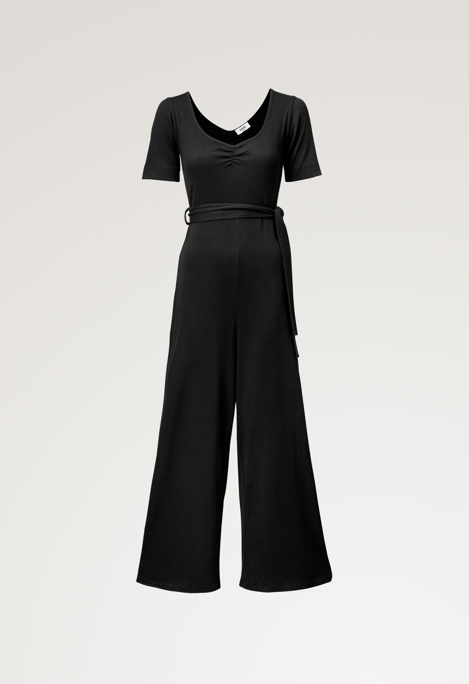 Ribbet gravidjumpsuit - Sort