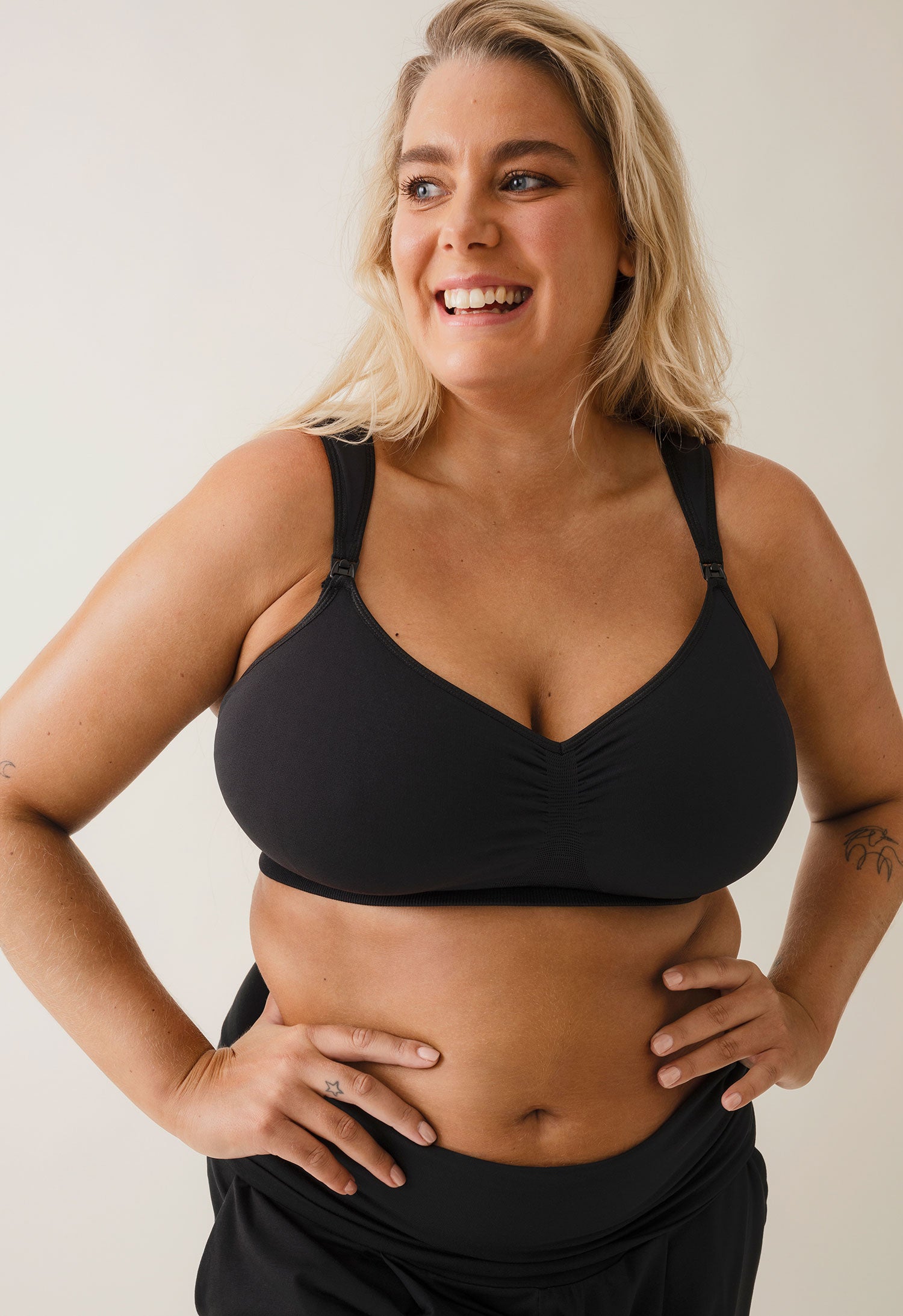 Stabil bøjlefri amme-BH 75C - 100G - Sort