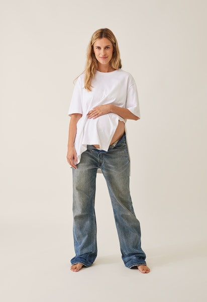 Oversize t-shirt med slids - Hvid