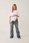 Oversize t-shirt med slids - Hvid