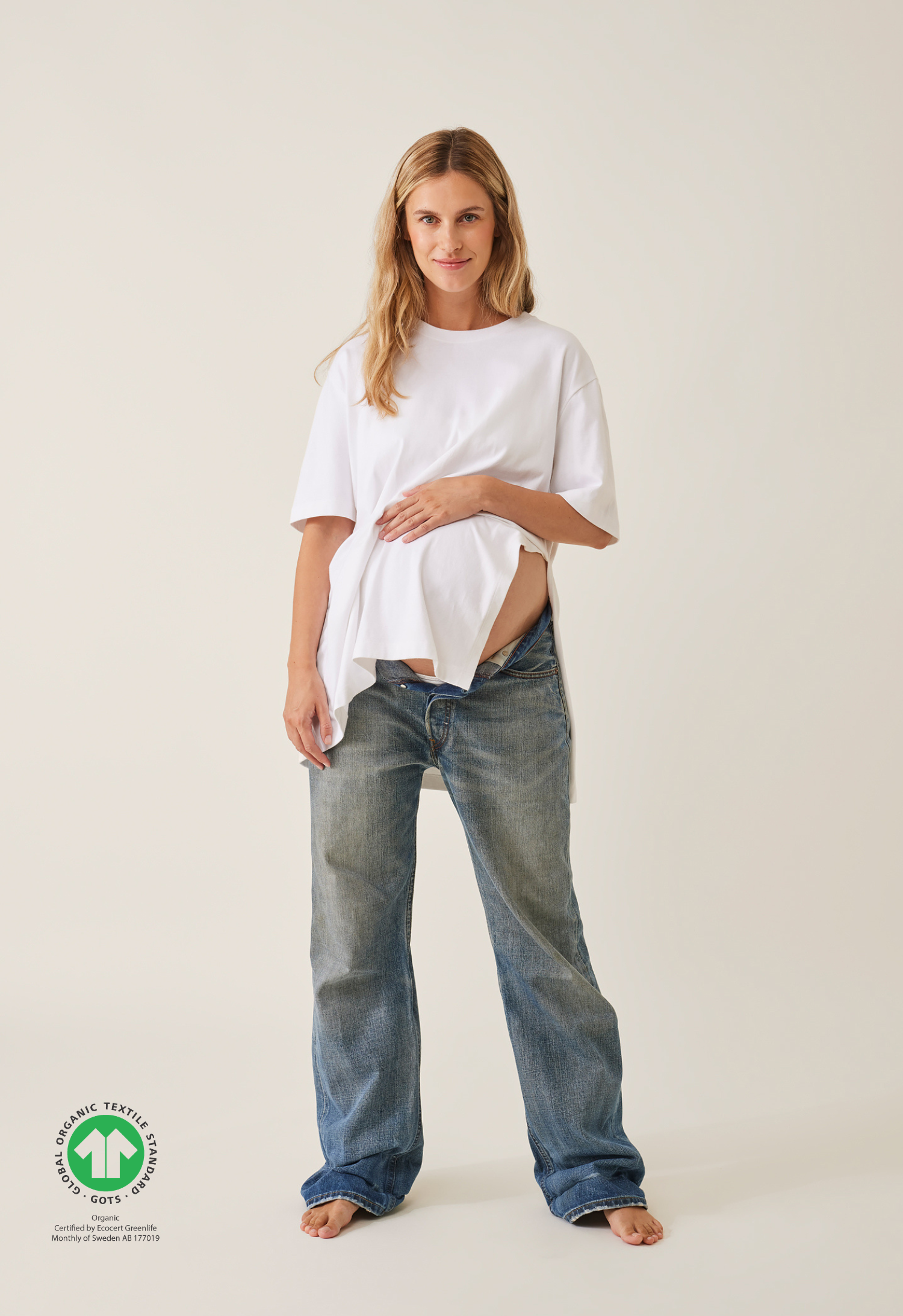 Oversize t-shirt med slids - Hvid
