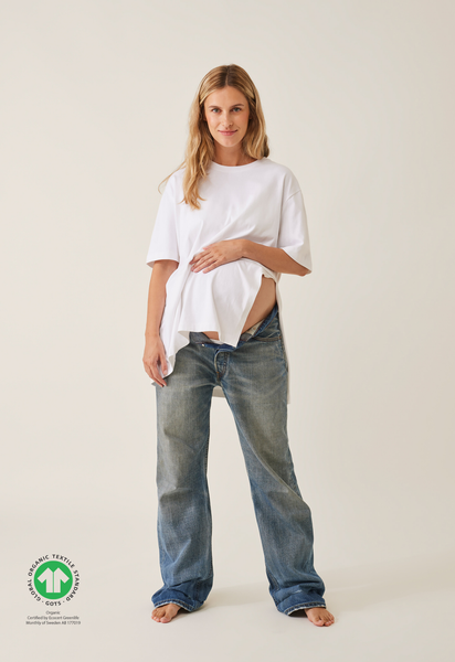 Oversize t-shirt med slids - Hvid