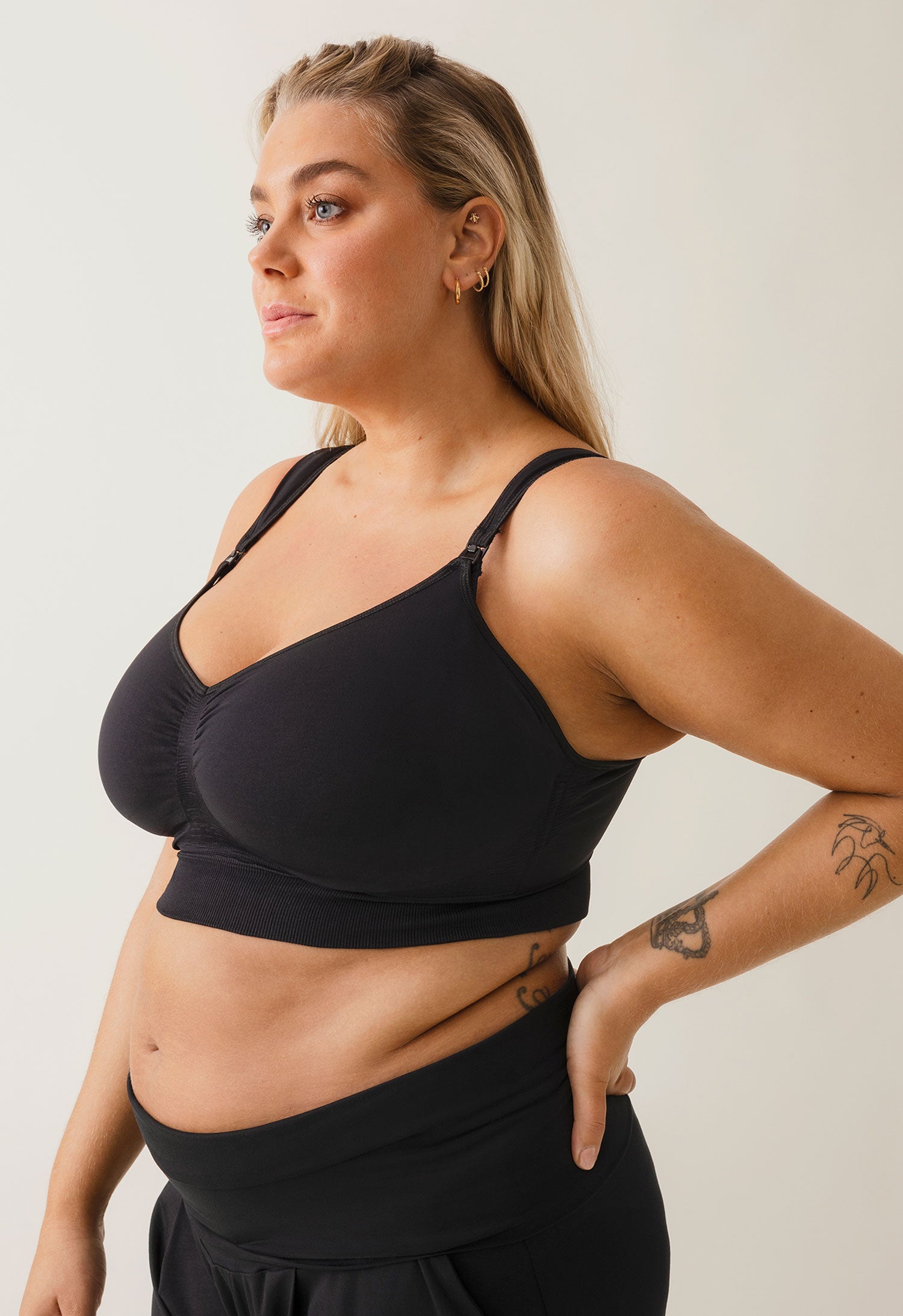 Stabil bøjlefri amme-BH 75C - 100G - Sort